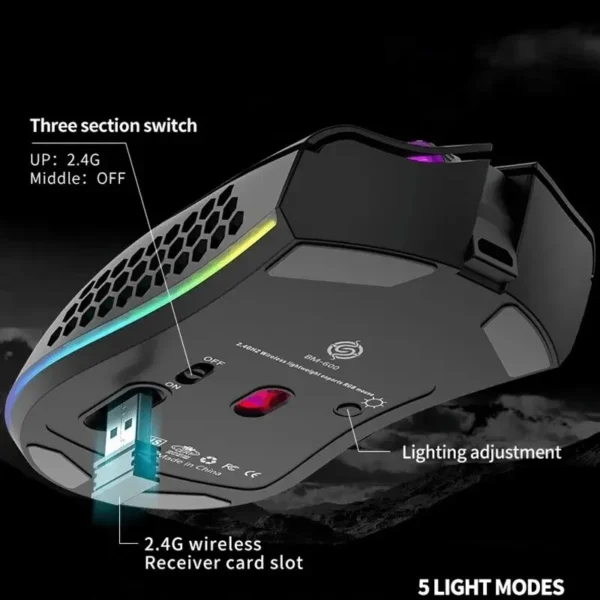 Bm600 rechargeable wireless rgb honeycomb mouse € 30,58