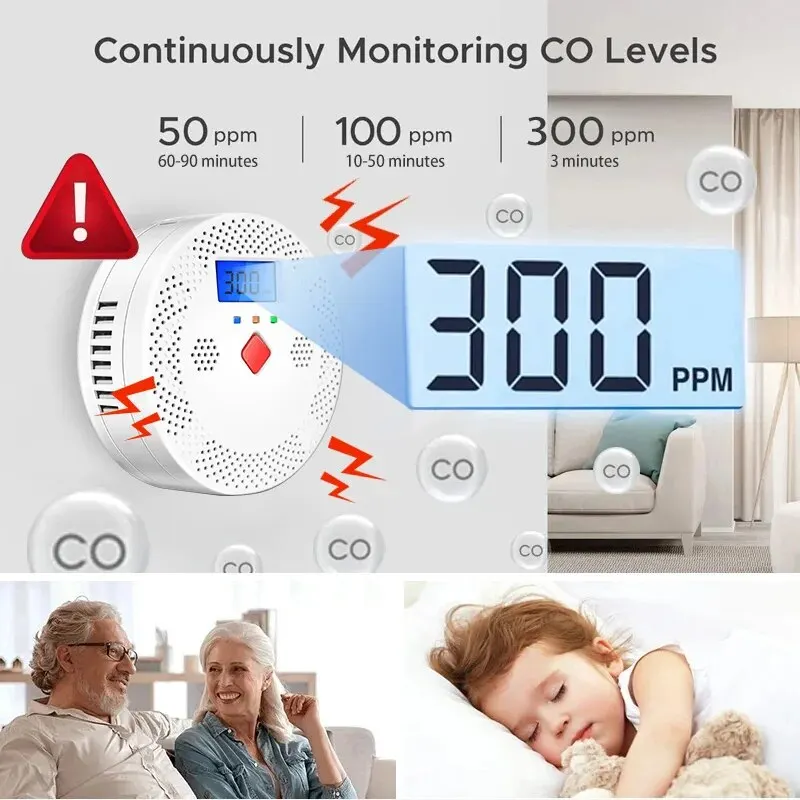 Tuya wifi carbon monoxide detector alarm 85db co poisoning siren € 26,55