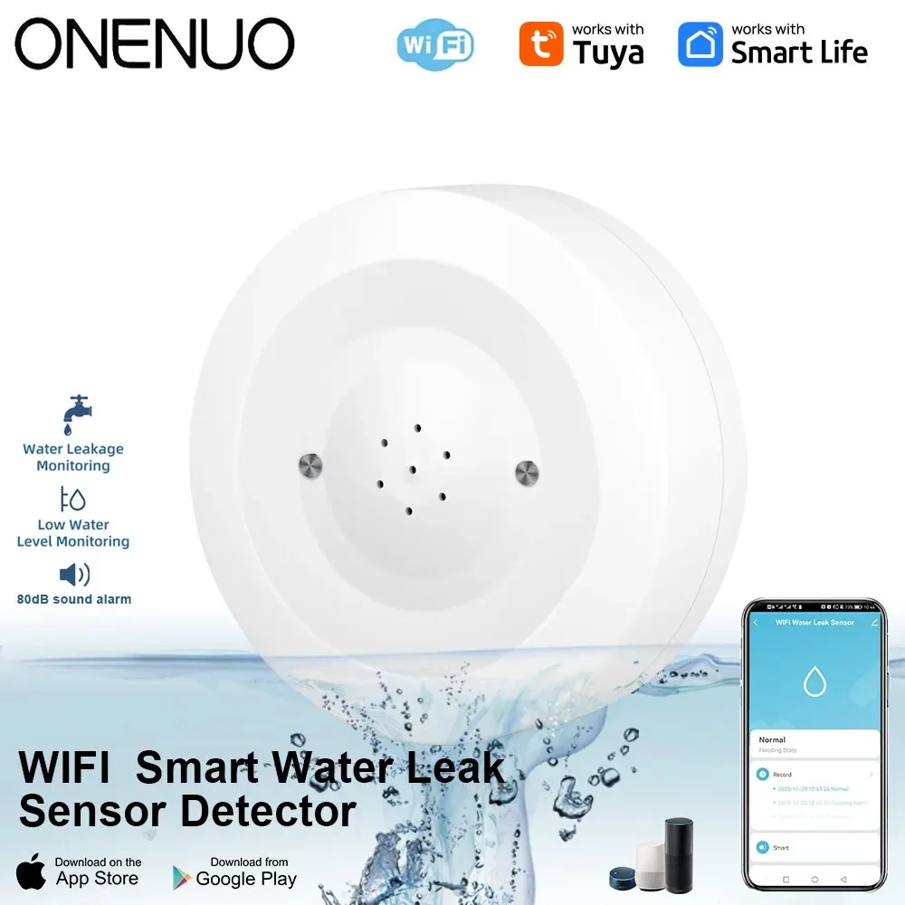 Tll* tuya wifi ūdens noplūdes sensors ar 80db trauksmes signālu un pievienotu tālruņa lietotni € 14,00