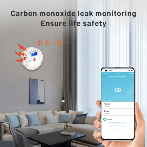 Tuya wifi carbon monoxide detector alarm 85db co poisoning siren € 26,66