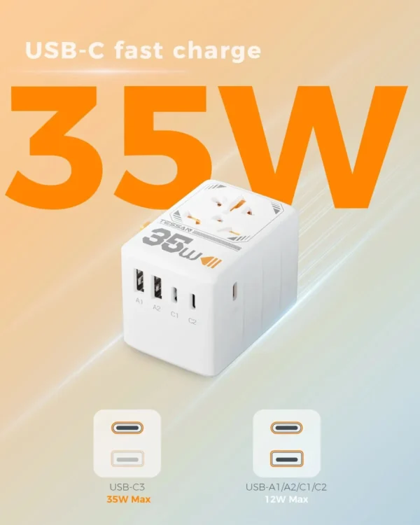 Tessan 35w universal travel adapter for world travel and hotels € 38,90