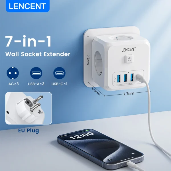 Pd fast charger travel adapter eu socket divider switch usb qc non-blocking 7-in-1 cube € 29,81