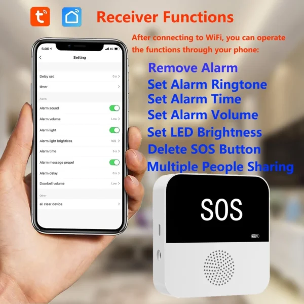 Elderly sos call button emergency medical alert system for seniors and patients at home - wifi smart pager - image 3