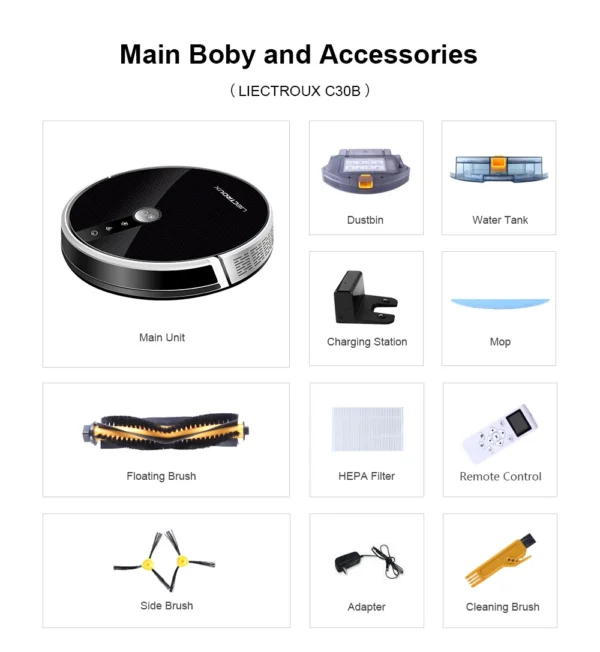 Liectroux c30b robot vacuum cleaner with dry and wet mapping - image 4