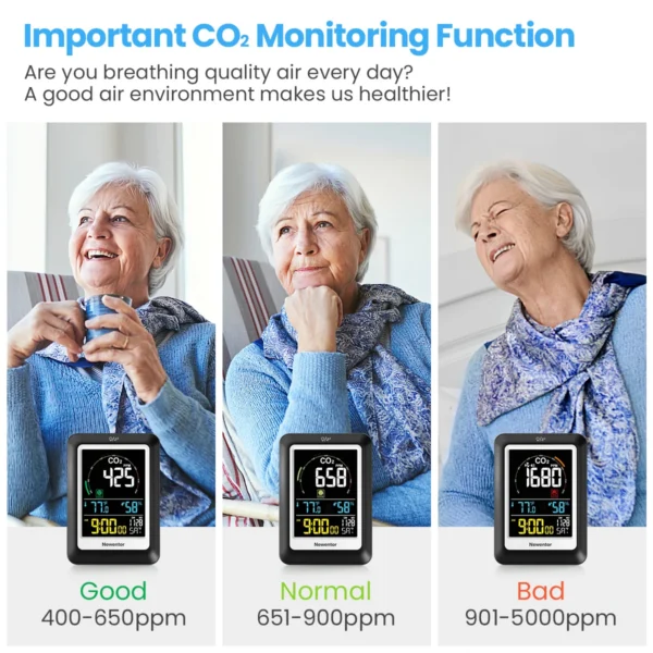 Air quality monitor indoor co2 detector temperature humidity sensor - image 2