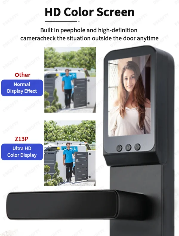 Smart door lock camera fingerprint biometric tuya app wifi peephole hr06 - image 4