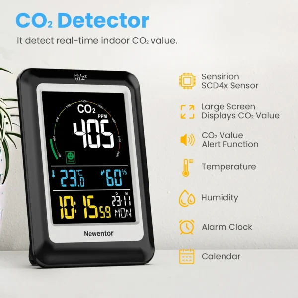 Air quality monitor indoor co2 detector temperature humidity sensor