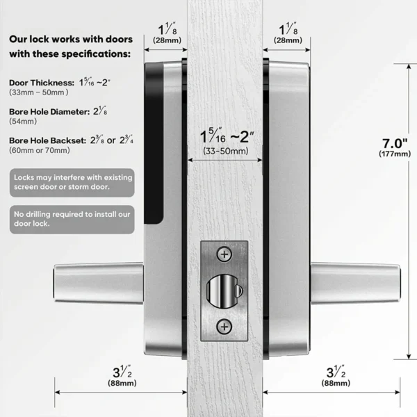 Smart door lock fingerprint ttlock app keyless wifi nfc ip67 b05 — изображение 3