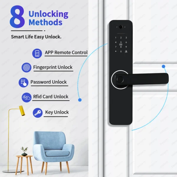 Smart door lock camera fingerprint biometric tuya app wifi peephole hr06 - image 2