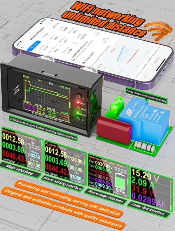 Car & solar battery wifi monitor 0-420v live data history tuya app