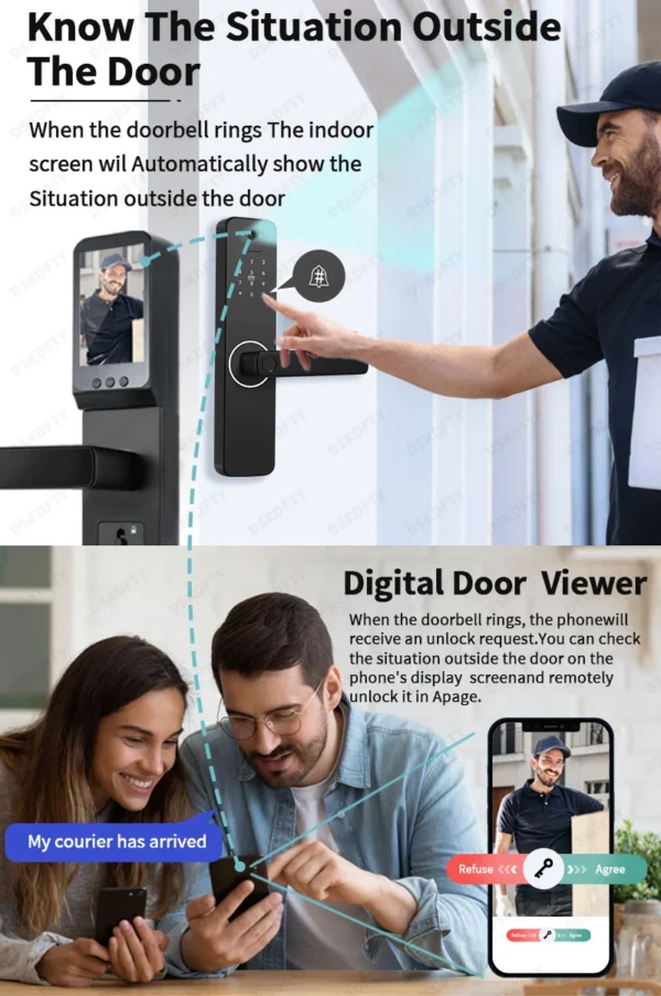 Smart door lock camera fingerprint biometric tuya app wifi peephole hr06 - image 5