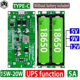 USB UPS 18650 akulaadija moodul 5V 9V 12V 15W võimendusmuundur